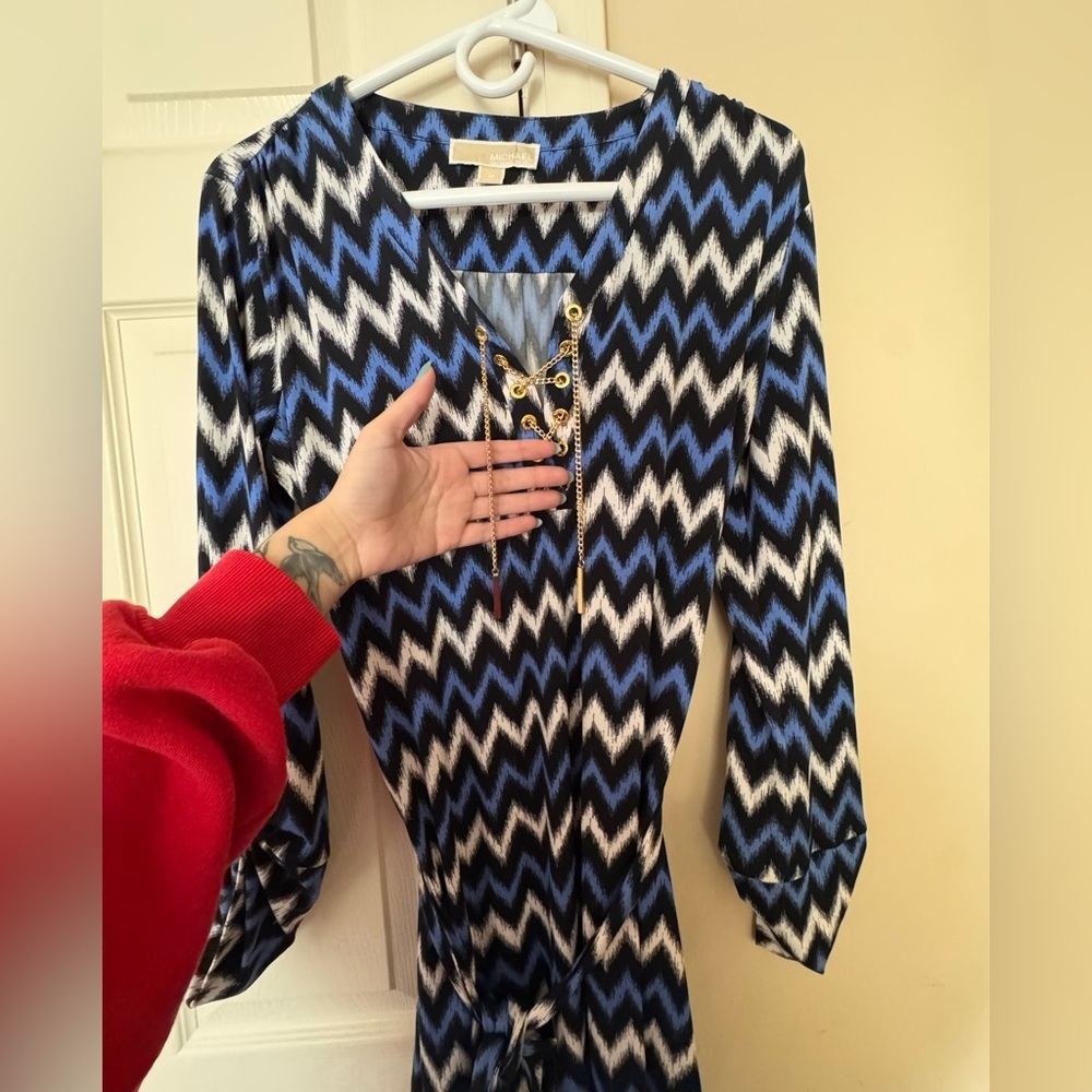 MICHAEL Michael Kors Blue and Black Zigzag Dress - Picture 2 of 6